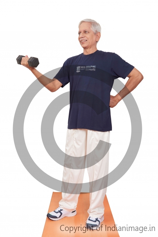 Elderly man working out